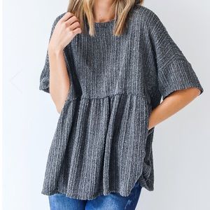 NWT Tell My Story Loose Knit Babydoll Top - Size L